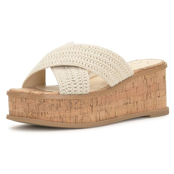 NEW Jessica Simpson Ediza Crochet Platform Sandal in Off White Sz. 11 - Picture 1 of 7